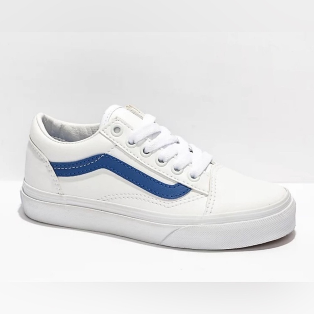 Vans White And Blue Old Skool Sneakers